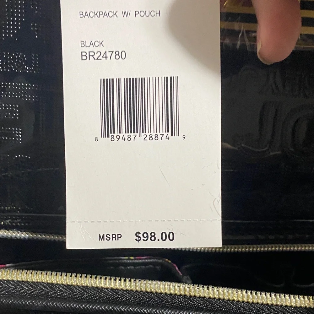 Betsey Paten leather Black Backpack with Gold Details